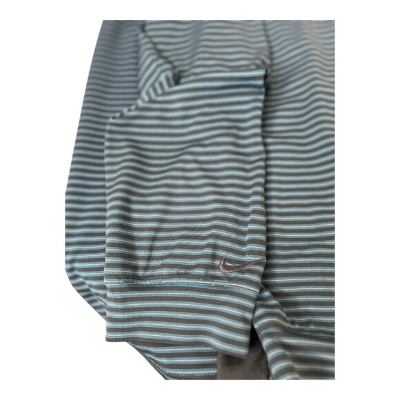 Nike Fit Dry Golf Men's Green Striped Pullover Polo Size Large Outdoor Preppy - Picture 3 of 8